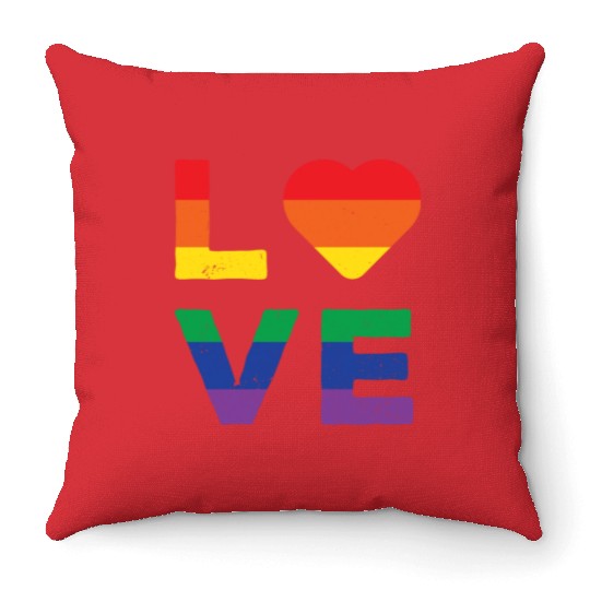 LGBT LOVE Rainbow Heart Gay Lesbian Equality Gift Throw Pillows