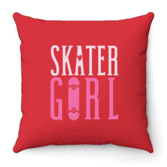 Skater Girl Skateboarder Funny Skateboard Throw Pillows