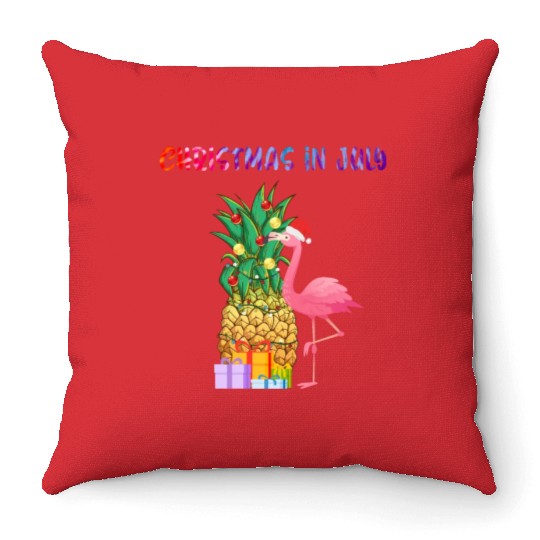 Christmas In July Pineapple Xmas Tree Lights Throw Pillows