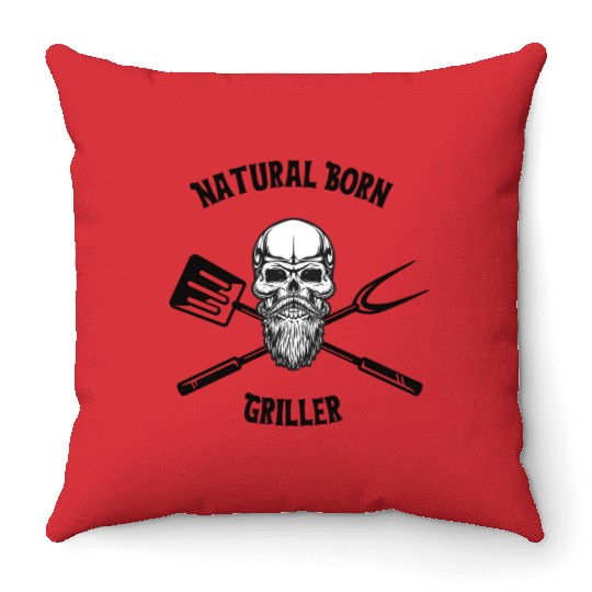 Natural Born Griller Throw Pillows