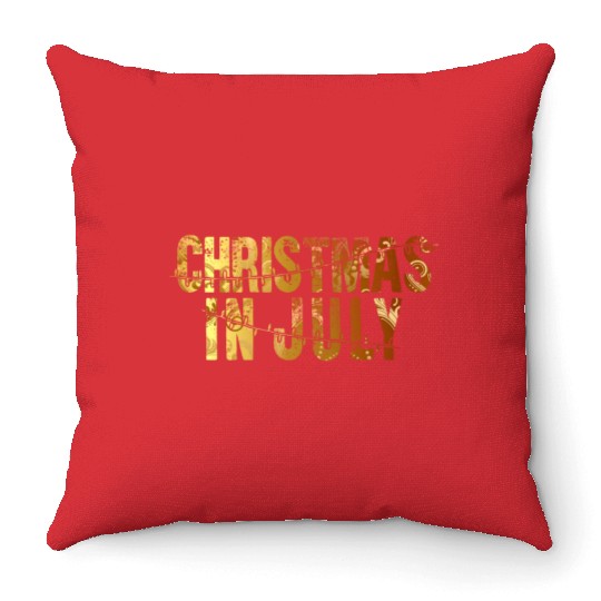 Christmas In July Xmas Tree Lights Santa Beach Throw Pillows