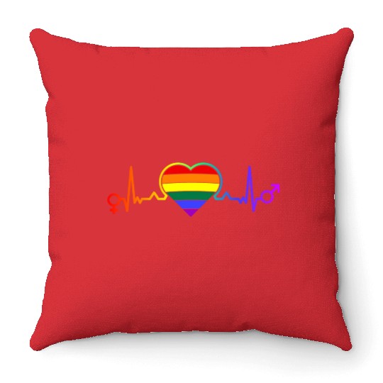 LGBTQ Flag Heart Lesbian Gay Pride Throw Pillows