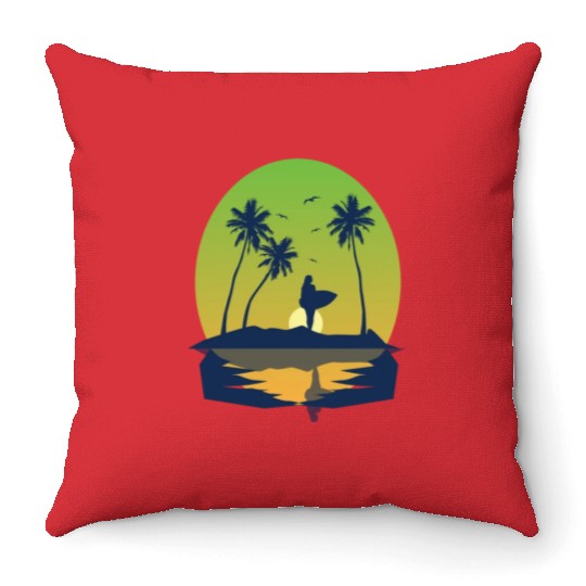 I Love My Wife And Surfing - Summer Vibes Throw Pillows