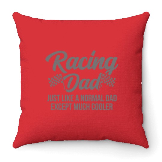 Pit Crew Checkered Flag Car Racing Dad Throw Pillows