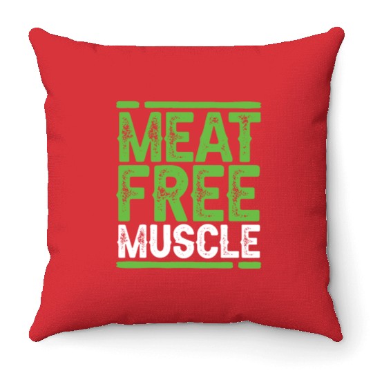 Meat Free Muscle Plantstrong Throw Pillows