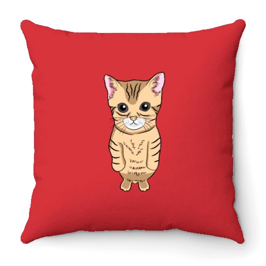 Cute Standing Cat Meme Cute Kitten Standing on Two Throw Pillows