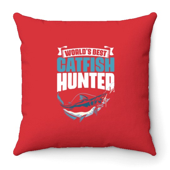 Catfish Hunter Funny Fishing Humor For An Angling Throw Pillows