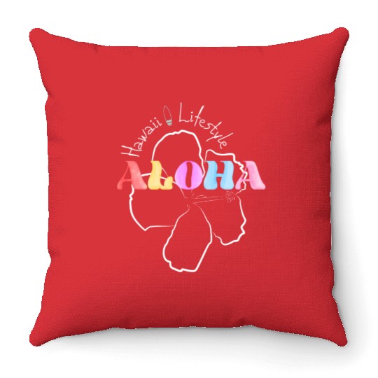 Aloha Flower Surfing and Lifestyle Throw Pillows