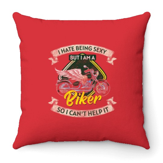 Biker Chopper Racing Two-Wheeler Throw Pillows