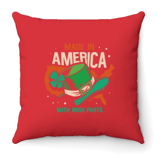 Made In America With Irish Parts Gaelic Ireland Throw Pillows