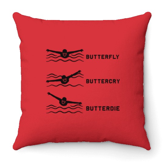 Swimmer Butterfly Swim Swimming Throw Pillows