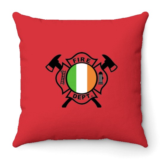 Firefighter Maltese (black) with Irish Flag Throw Pillows
