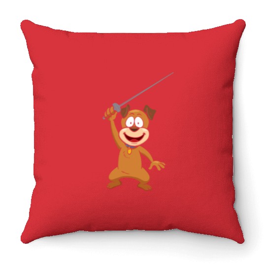 Fencing Dog Funny Animal Fencing Humor For Dog Throw Pillows