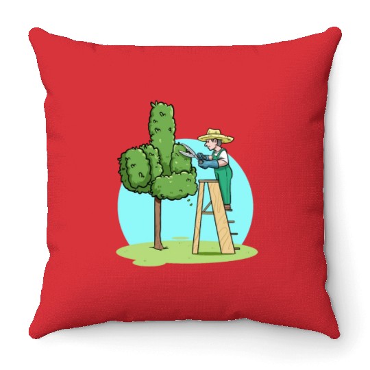 Garden Gardener Cut Hedge Middle Finger Gardening Throw Pillows