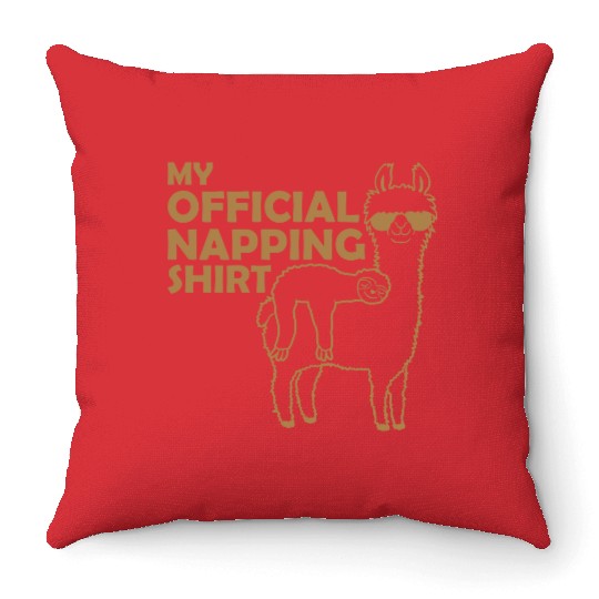 sloth llama napping Throw Pillows