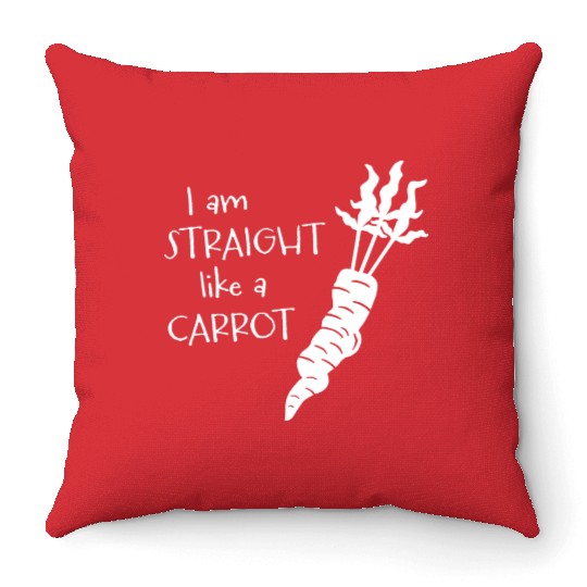 straight like a carrot - white uni I Throw Pillows