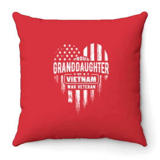 Proud Granddaughter Vietnam Vet Grandpa Veteran US Throw Pillows