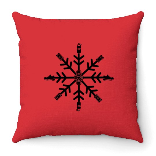 Winter Running Snowflake Throw Pillows