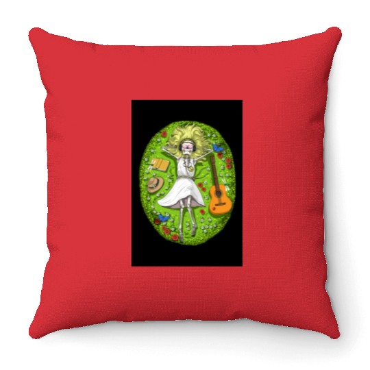 Hippie Skeleton Summer Festival Throw Pillows