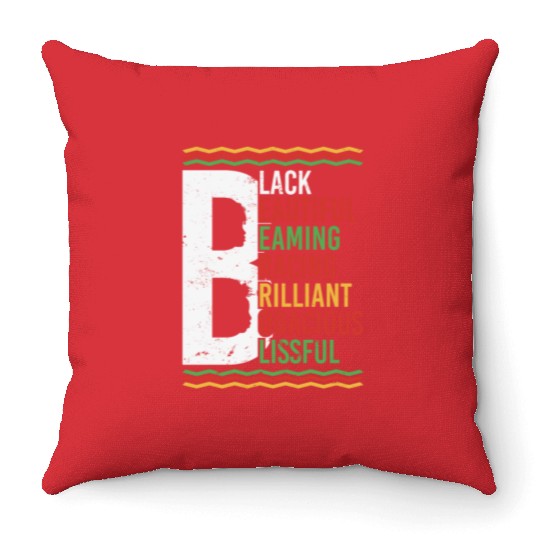 Black Beautiful Beaming Bracing Brilliant Throw Pillows