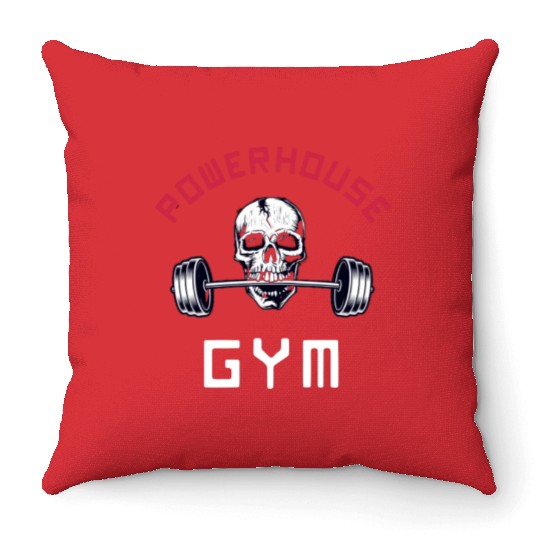 Powerhouse Gym - Bodybuilding Workout Saying Throw Pillows