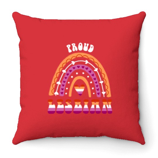 LGBT Pride Month Proud Lesbian Pride Rainbow Throw Pillows