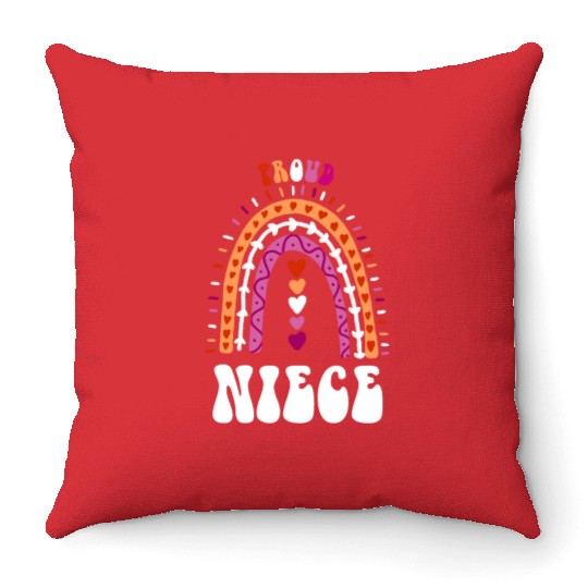 Proud Niece Lesbian Pride Boho Rainbow Throw Pillows