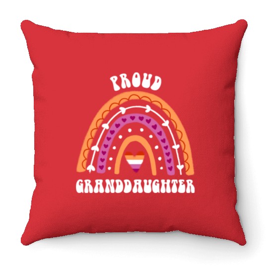 Proud Granddaughter Lesbian Pride Rainbow Throw Pillows