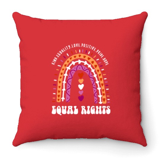 Equal Rights Lesbian Pride Boho Rainbow Throw Pillows
