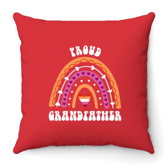 Proud Grandfather Lesbian Pride Rainbow Throw Pillows