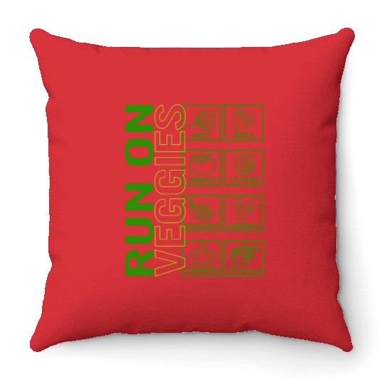Vegetables Throw Pillows, Runs On Veggies Names Vegetable