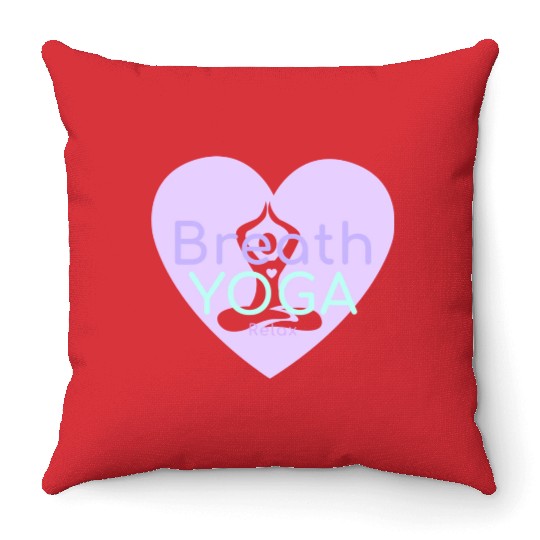 Breath Yoga Relax | Yogi Throw Pillows with heart Namaste
