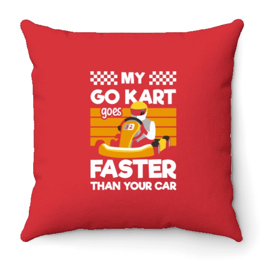 Kart Racing Driver Racing Kart Throw Pillows