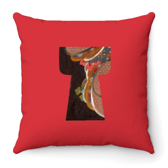 Kimono old fabric design Throw Pillows