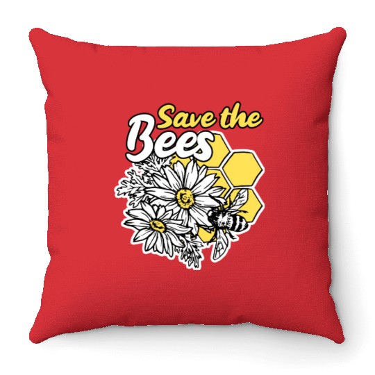 Save the bee honey bee gift idea environmental pro Throw Pillows