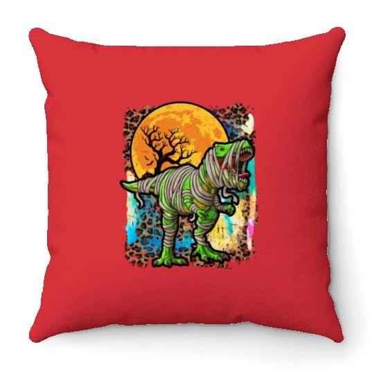 Halloween Dinosaur Zombie Tie Dye Throw Pillows
