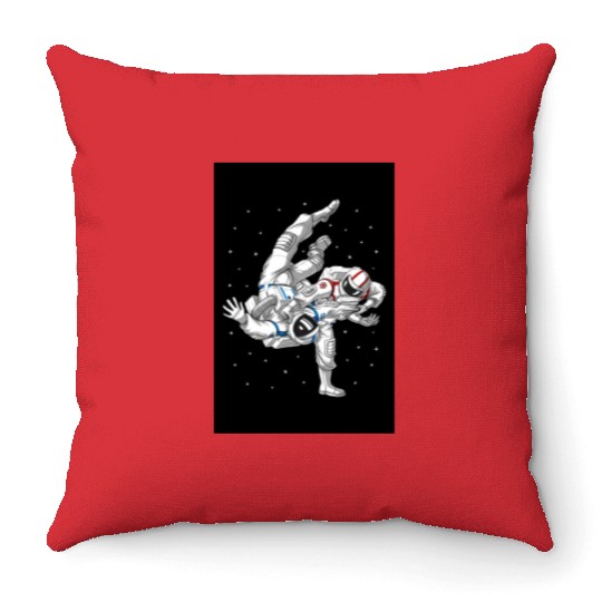 Astronauts Jiu-Jitsu Wrestling Throw Pillows