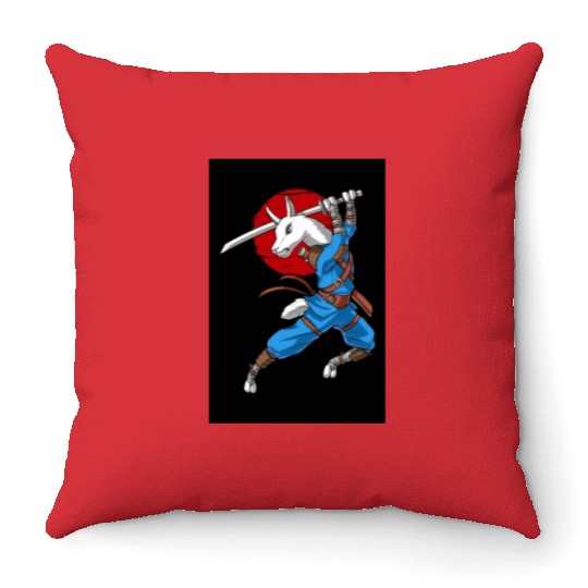 Llama Ninja Samurai Throw Pillows