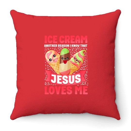 Ice Cream Christian Jesus Cone Throw Pillows