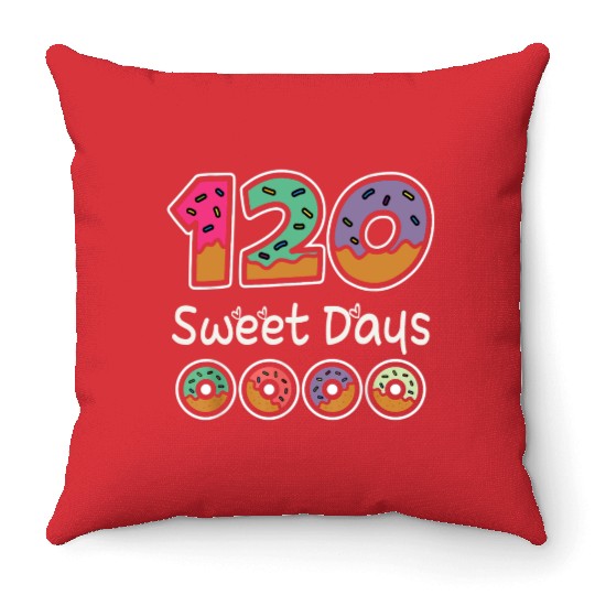 1st Grade 120 Days of School Donut Teacher Kids Throw Pillows