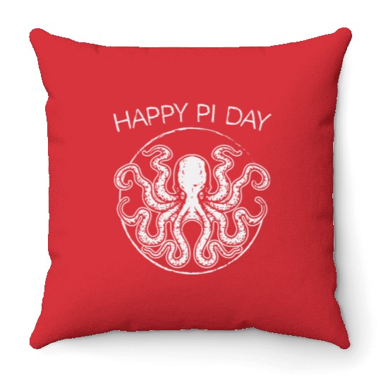 Happy Pi Day Throw Pillows Funny Math Geek Octopus