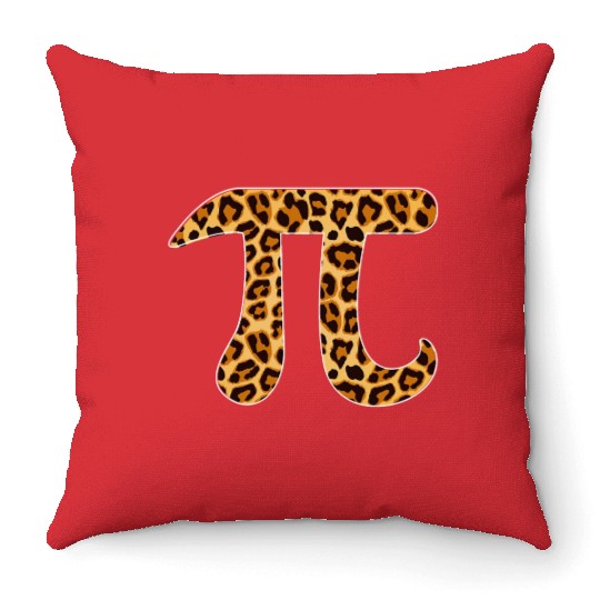 Pi Leopard Print Skin Cheetah Pi Day Math Nerd Throw Pillows