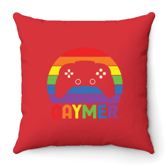 LBGT Flag Gay Pride Human Gaymer Gamer Throw Pillows