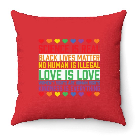 LBGT Flag Gay Pride Human Science is Real Throw Pillows