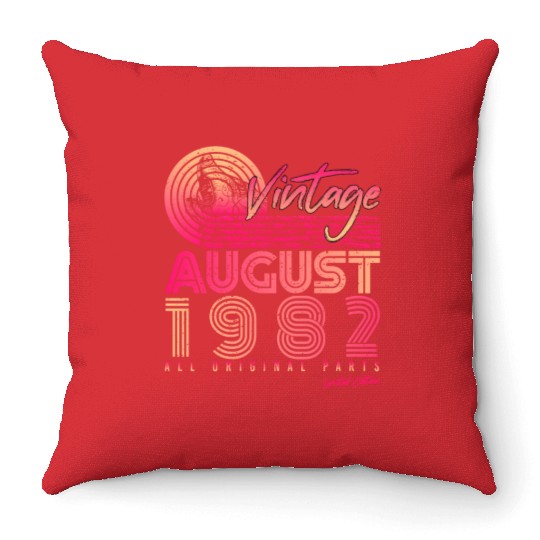 40th Birthday August 1982 Throw Pillows