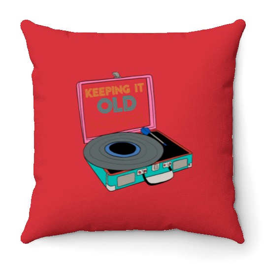 Old School Vinyl Music Lover Throw Pillows
