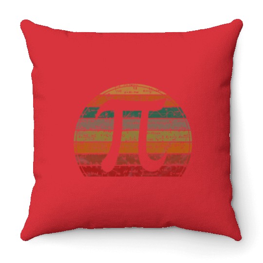 Retro Pi Symbol Sunset Gift Math Equations Geek Pi Throw Pillows