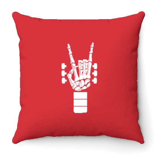Metal Producer Skeleton Hand Guitar Throw Pillows