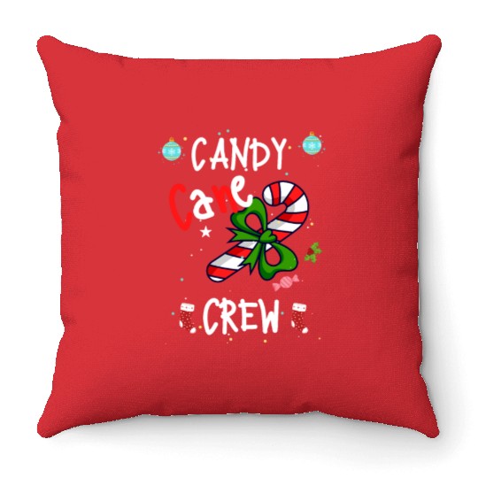 Cute Funny Candy Cane Crew Funny Christmas Candy Throw Pillows
