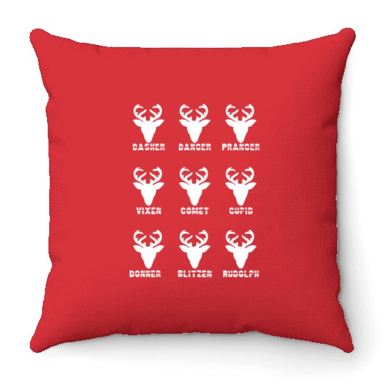 FUNNY DEER HUNTER ALL OF SANTA S REINDEER Throw Pillows